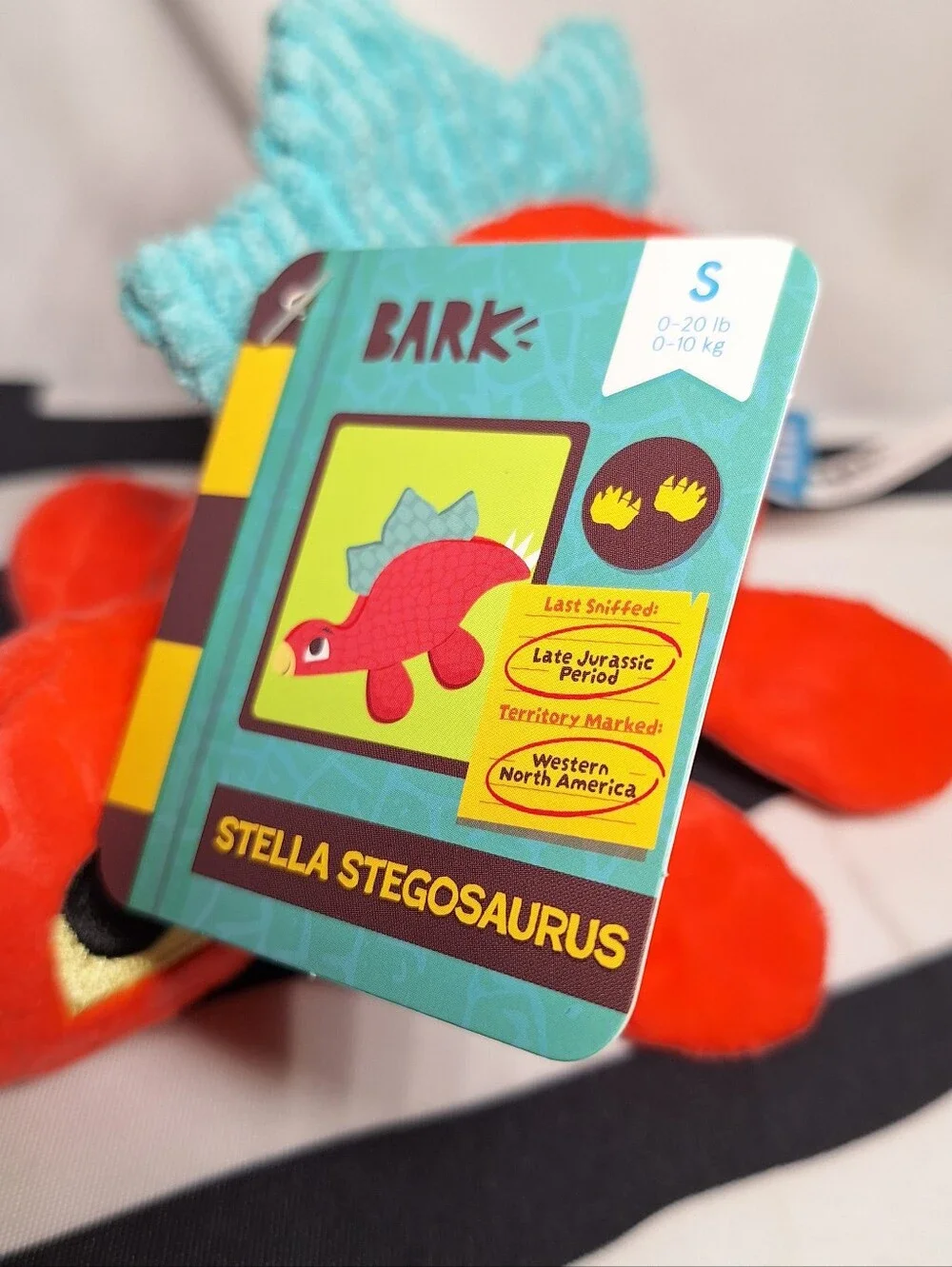 NWT Bark Tyron Tyrannosaurus And Stella Stegosaurus Dog Toys, 2 Pack, S